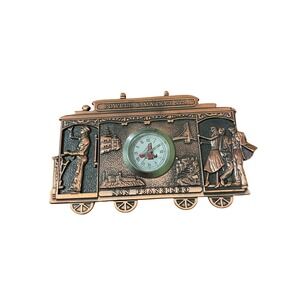 San Francisco Powell Market Cable Car Clock Copper Tone Collectible Decor